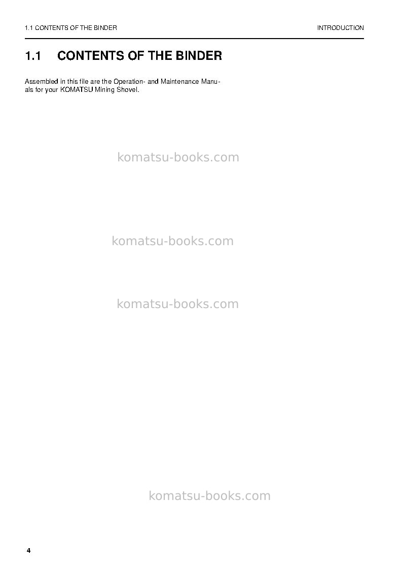Komatsu pc4000-6deu Operation manual cover Page 4 Komatsu pc4000-6deu Operation manual cover Page 4