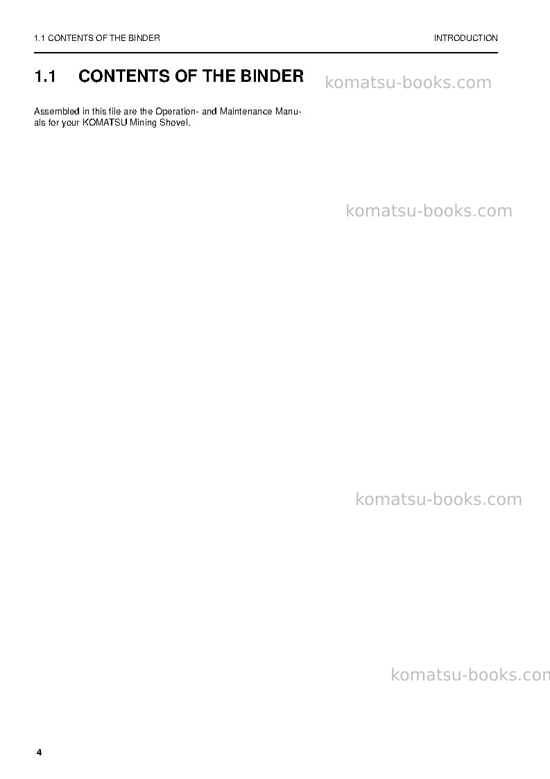Komatsu pc4000-6deu Operation manual cover Page 4 Komatsu pc4000-6deu Operation manual cover Page 4