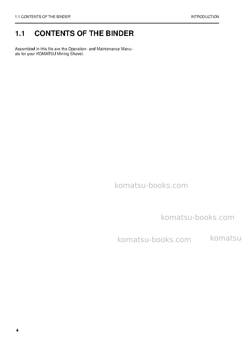 Komatsu pc4000-6deu Operation manual cover Page 4 Komatsu pc4000-6deu Operation manual cover Page 4