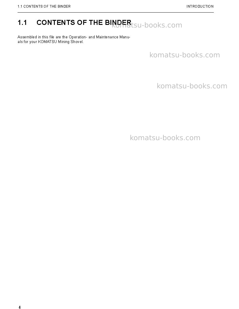 Komatsu pc4000-6deu-electric motor Operation manual cover Page 4 Komatsu pc4000-6deu-electric motor Operation manual cover Page 4