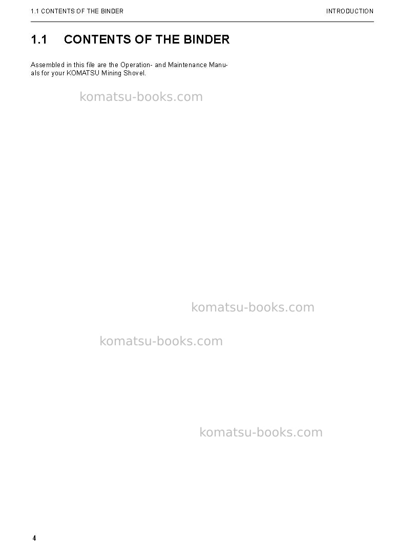 Komatsu pc4000-6deu-electric motor Operation manual cover Page 4 Komatsu pc4000-6deu-electric motor Operation manual cover Page 4