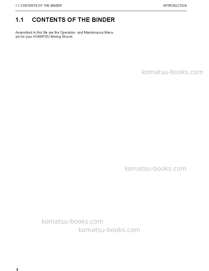 Komatsu pc4000-6deu-electric motor Operation manual cover Page 4 Komatsu pc4000-6deu-electric motor Operation manual cover Page 4