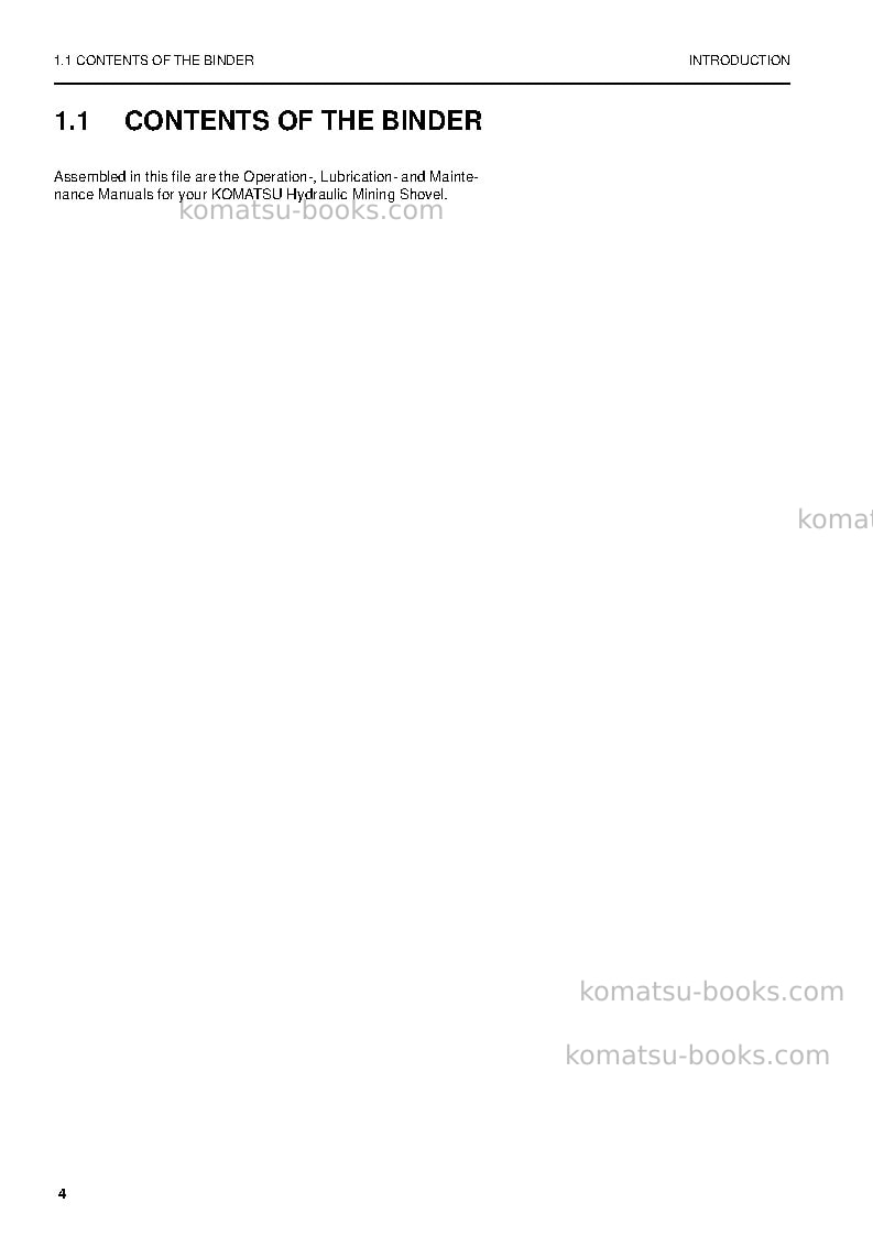Komatsu pc8000-6deu Operation manual cover Page 4 Komatsu pc8000-6deu Operation manual cover Page 4