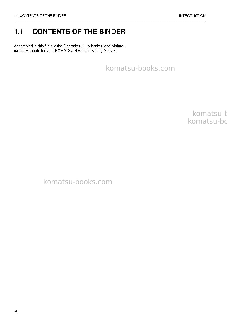 Komatsu pc8000-6deu Operation manual cover Page 4 Komatsu pc8000-6deu Operation manual cover Page 4