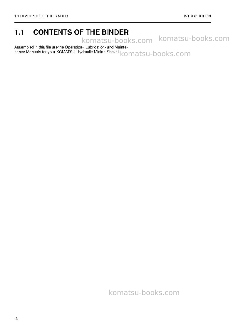 Komatsu pc8000-6deu-electric motor Operation manual cover Page 4 Komatsu pc8000-6deu-electric motor Operation manual cover Page 4