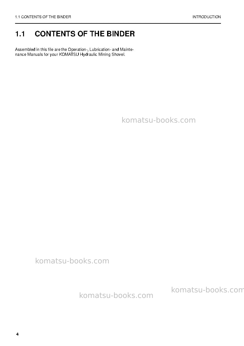 Komatsu pc8000-6deu-electric motor Operation manual cover Page 4 Komatsu pc8000-6deu-electric motor Operation manual cover Page 4