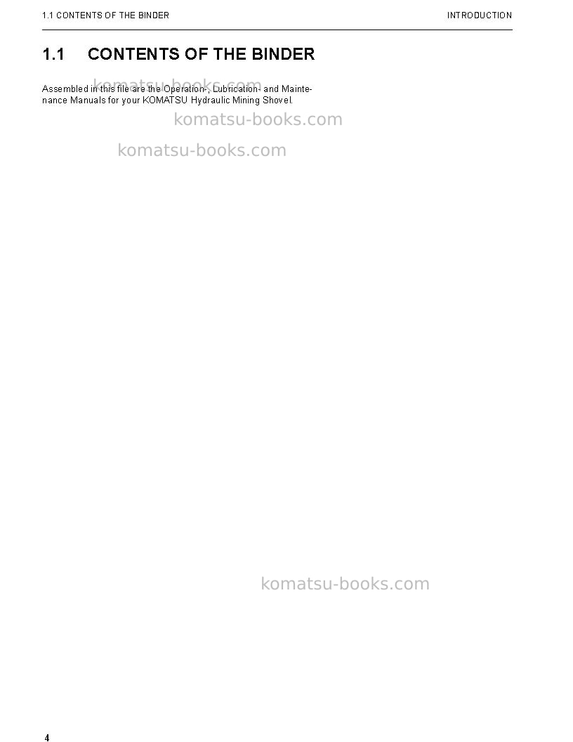 Komatsu pc8000-6deu-electric motor Operation manual cover Page 4