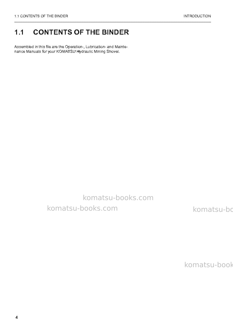 Komatsu pc5500-6deu Operation manual cover Page 4 Komatsu pc5500-6deu Operation manual cover Page 4