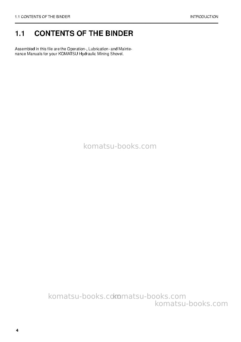 Komatsu pc5500-6deu Operation manual cover Page 4 Komatsu pc5500-6deu Operation manual cover Page 4