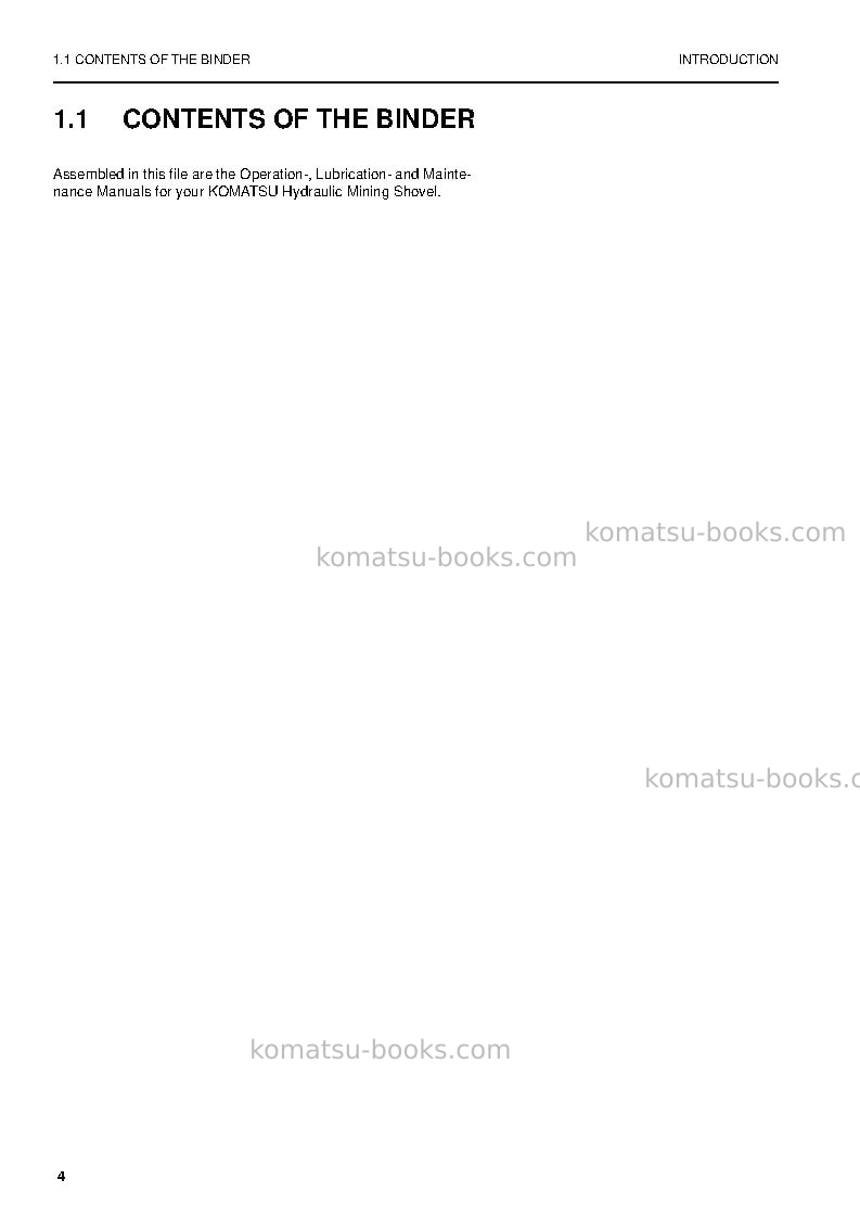 Komatsu pc5500-6deu Operation manual cover Page 4 Komatsu pc5500-6deu Operation manual cover Page 4