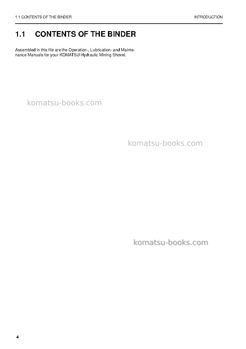 Komatsu pc5500-6deu Operation manual cover Page 4 Komatsu pc5500-6deu Operation manual cover Page 4