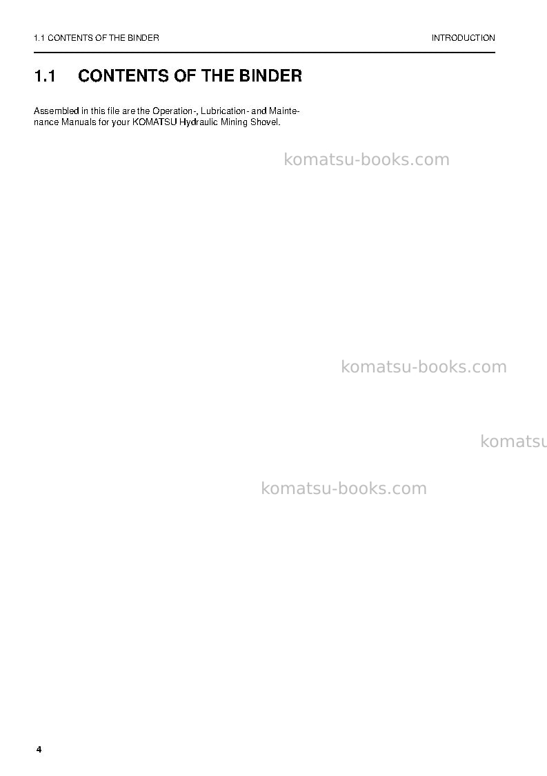 Komatsu pc5500-6deu Operation manual cover Page 4 Komatsu pc5500-6deu Operation manual cover Page 4