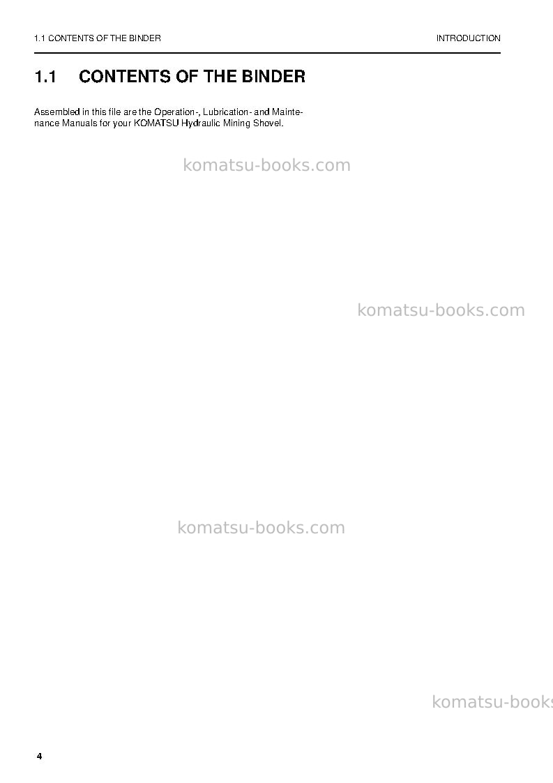 Komatsu pc5500-6deu-electric motor Operation manual cover Page 4