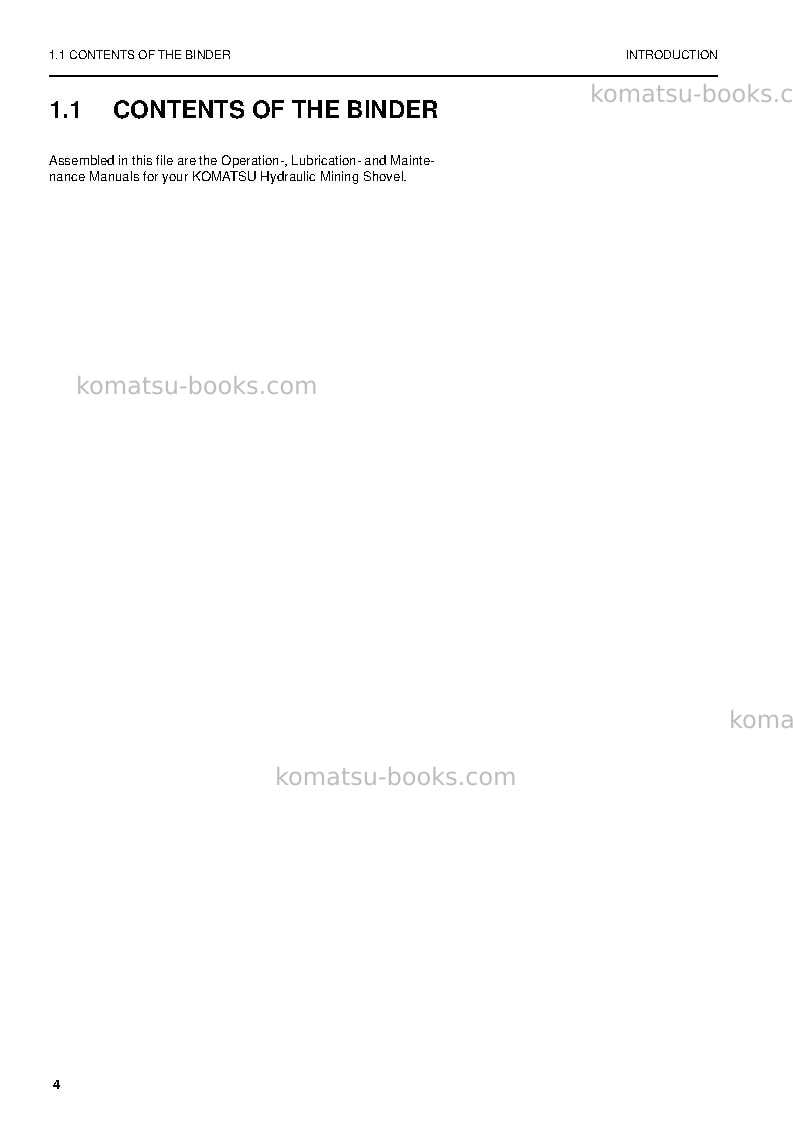 Komatsu pc5500-6deu-electric motor Operation manual cover Page 4