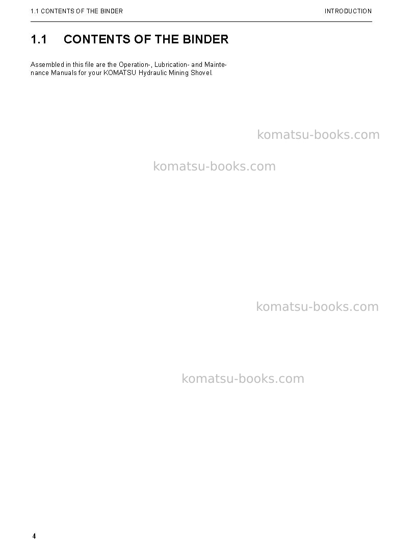 Komatsu pc5500-6deu Operation manual cover Page 4 Komatsu pc5500-6deu Operation manual cover Page 4