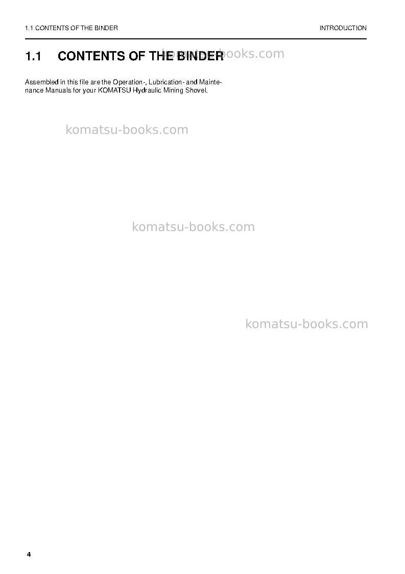 Komatsu pc5500-6deu Operation manual cover Page 4 Komatsu pc5500-6deu Operation manual cover Page 4