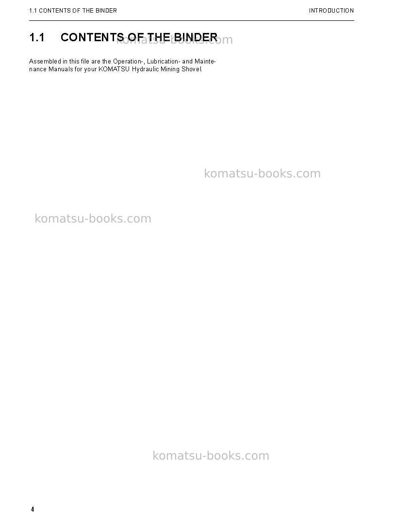 Komatsu pc5500-6deu Operation manual cover Page 4 Komatsu pc5500-6deu Operation manual cover Page 4