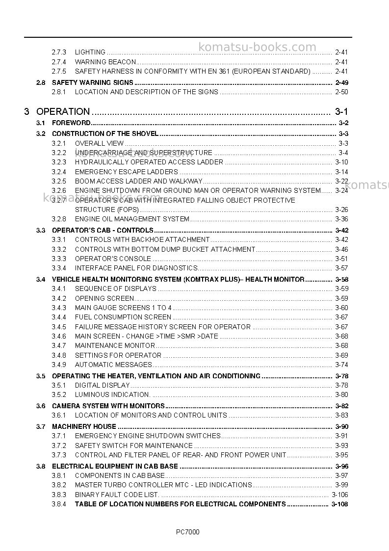 Komatsu pc7000-6deu Operation manual cover Page 4 Komatsu pc7000-6deu Operation manual cover Page 4