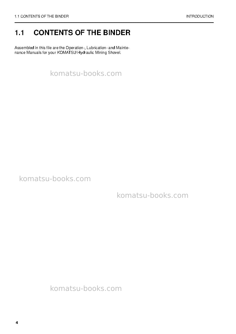 Komatsu pc3000-6deu Operation manual cover Page 4 Komatsu pc3000-6deu Operation manual cover Page 4