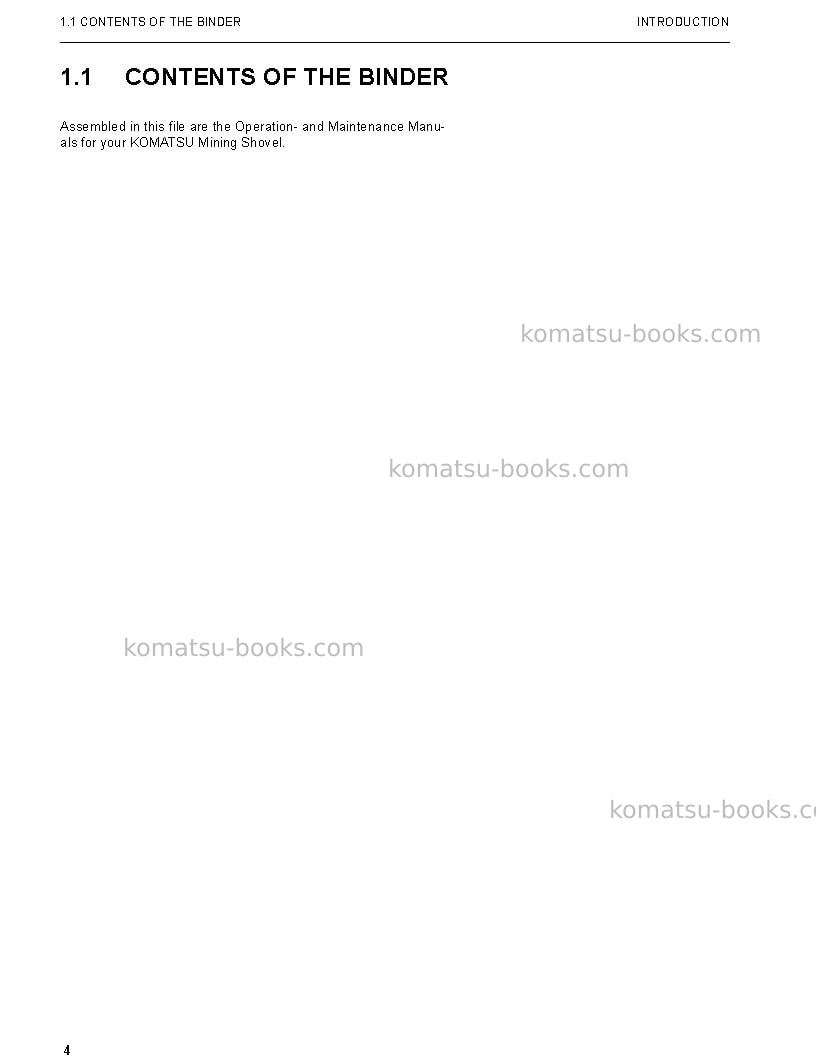 Komatsu pc4000-6deu Operation manual cover Page 4 Komatsu pc4000-6deu Operation manual cover Page 4