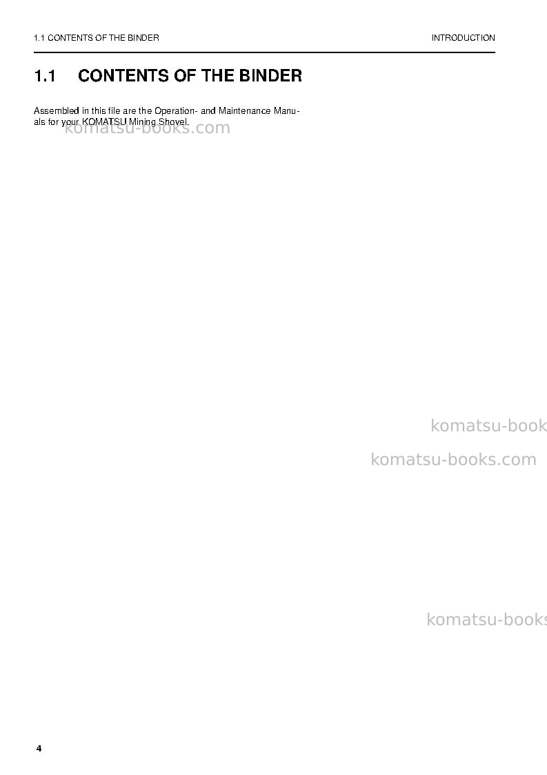 Komatsu pc4000-6deu Operation manual cover Page 4 Komatsu pc4000-6deu Operation manual cover Page 4