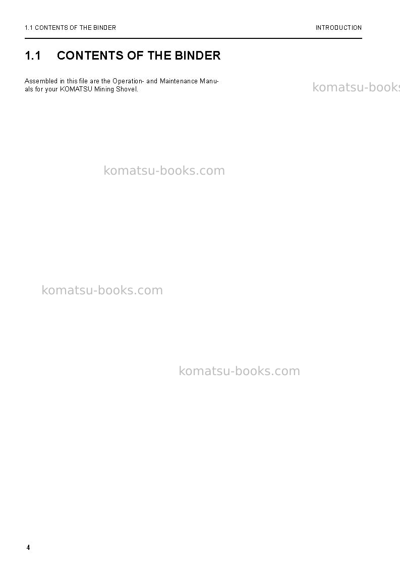Komatsu pc5500-6deu Repair & maintenance cover Page 4 Komatsu pc5500-6deu Repair & maintenance cover Page 4