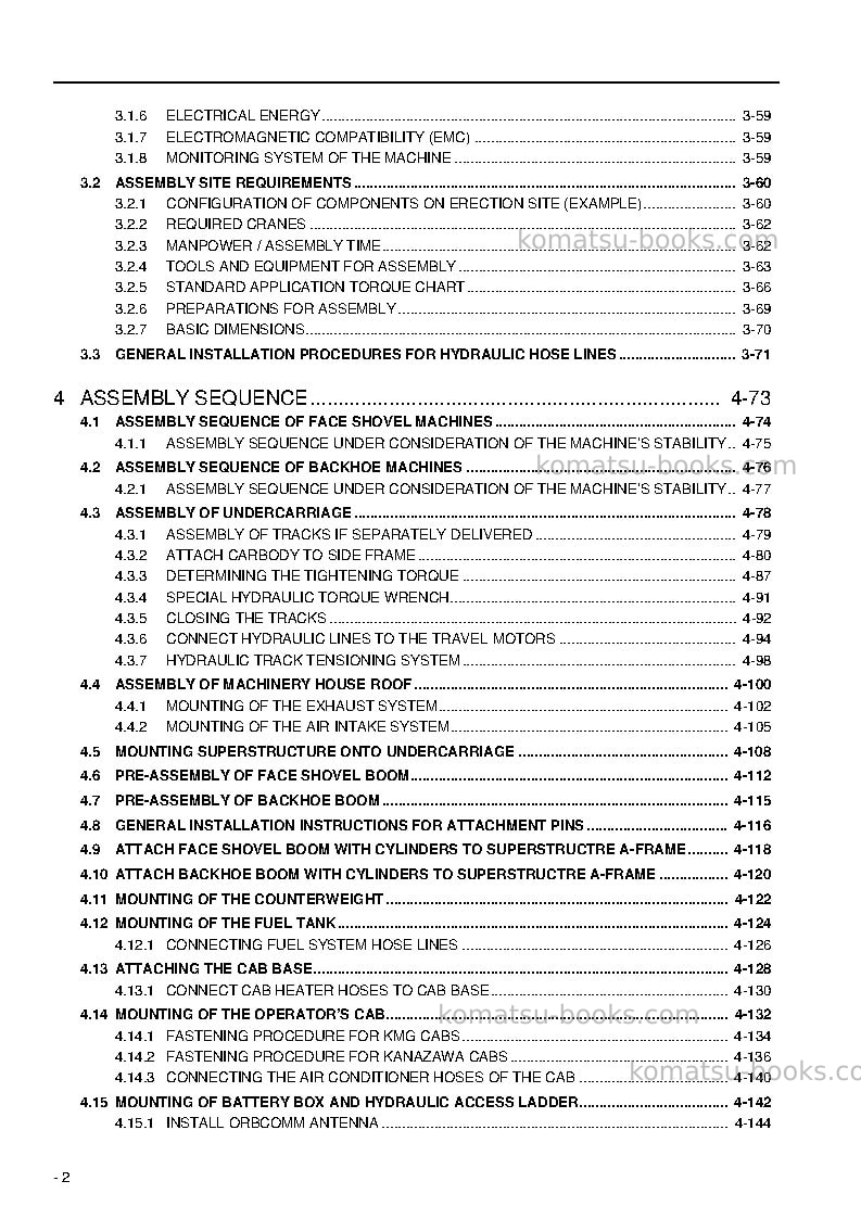 Komatsu pc3000-6deu Field assembly manual cover Page 4 Komatsu pc3000-6deu Field assembly manual cover Page 4