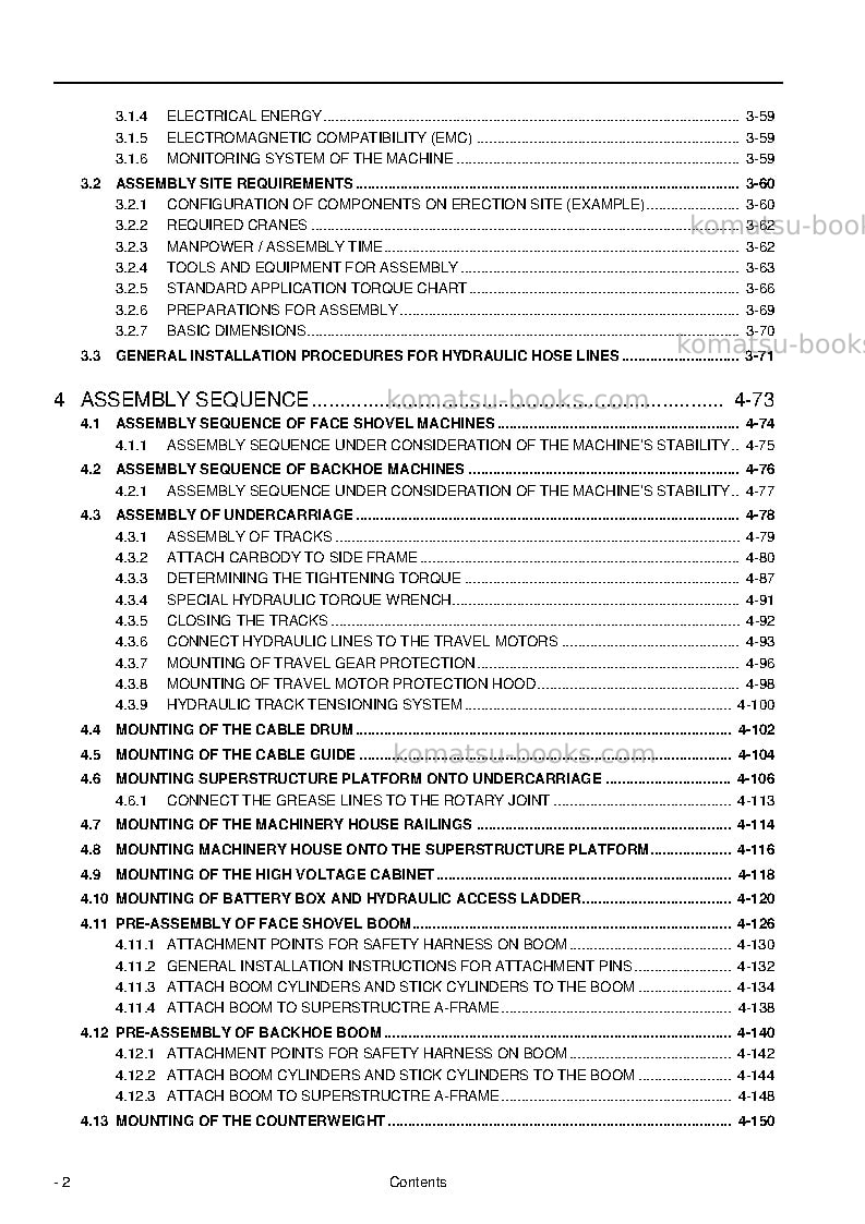 Komatsu pc4000e-6deu Field assembly manual cover Page 4 Komatsu pc4000e-6deu Field assembly manual cover Page 4