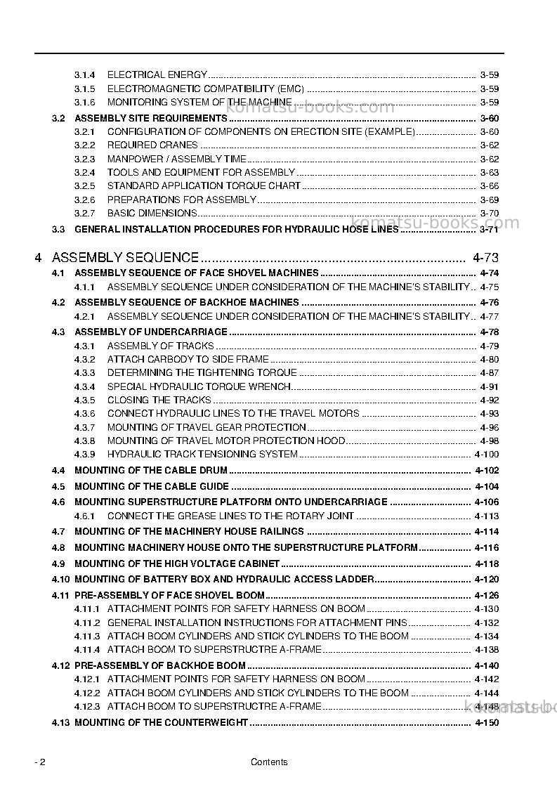Komatsu pc4000e-6deu Field assembly manual cover Page 4 Komatsu pc4000e-6deu Field assembly manual cover Page 4