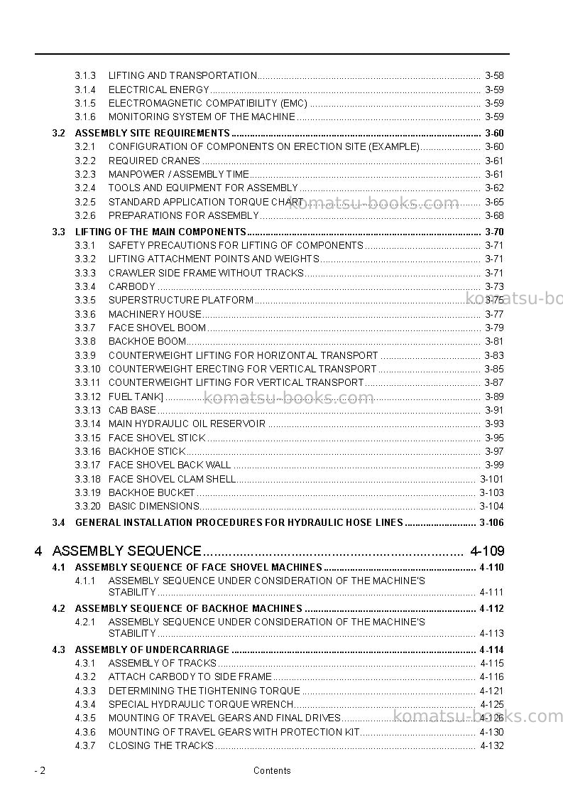 Komatsu pc8000-6deu Field assembly manual cover Page 4 Komatsu pc8000-6deu Field assembly manual cover Page 4