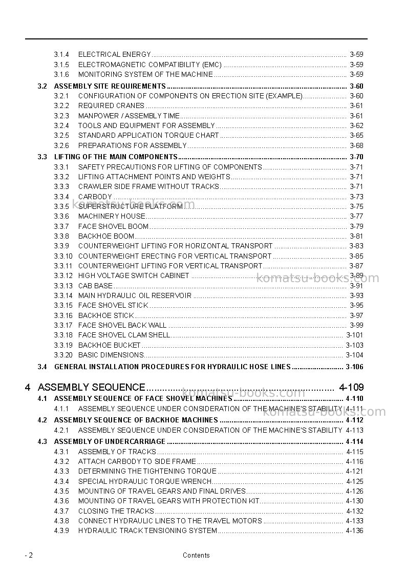 Komatsu pc8000e-6deu Field assembly manual cover Page 4 Komatsu pc8000e-6deu Field assembly manual cover Page 4