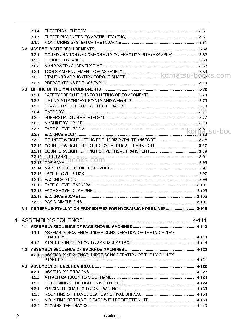 Komatsu pc8000-6deu Field assembly manual cover Page 4 Komatsu pc8000-6deu Field assembly manual cover Page 4