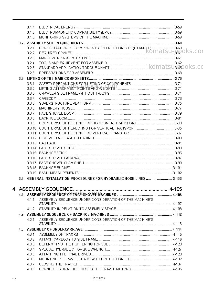 Komatsu pc5500e-6deu Field assembly manual cover Page 4 Komatsu pc5500e-6deu Field assembly manual cover Page 4