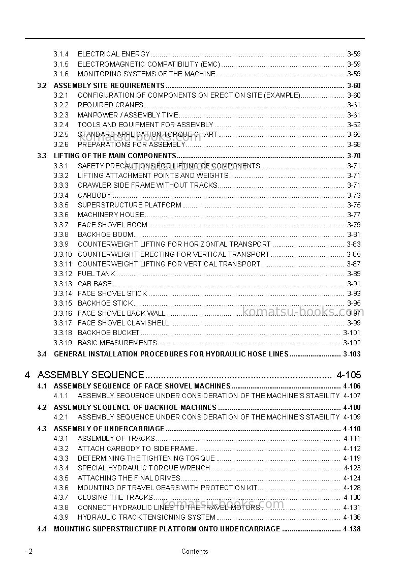Komatsu pc5500-6deu Field assembly manual cover Page 4 Komatsu pc5500-6deu Field assembly manual cover Page 4