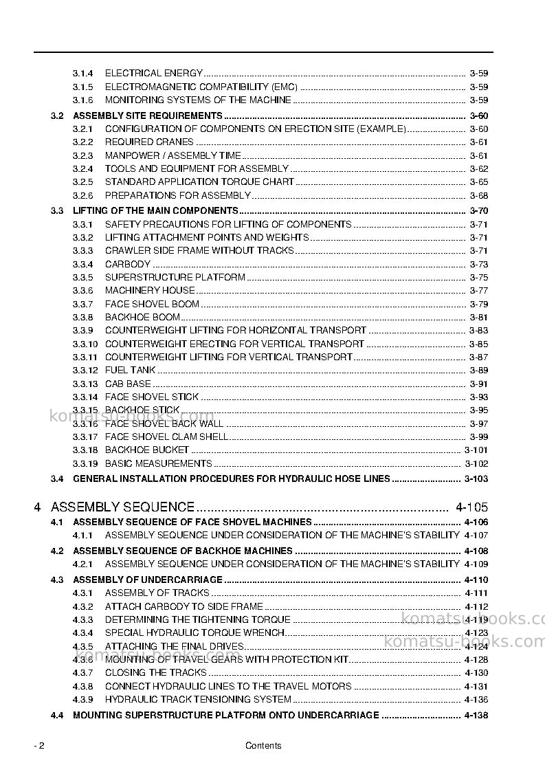 Komatsu pc5500-6deu-diesel Field assembly manual cover Page 4 Komatsu pc5500-6deu-diesel Field assembly manual cover Page 4