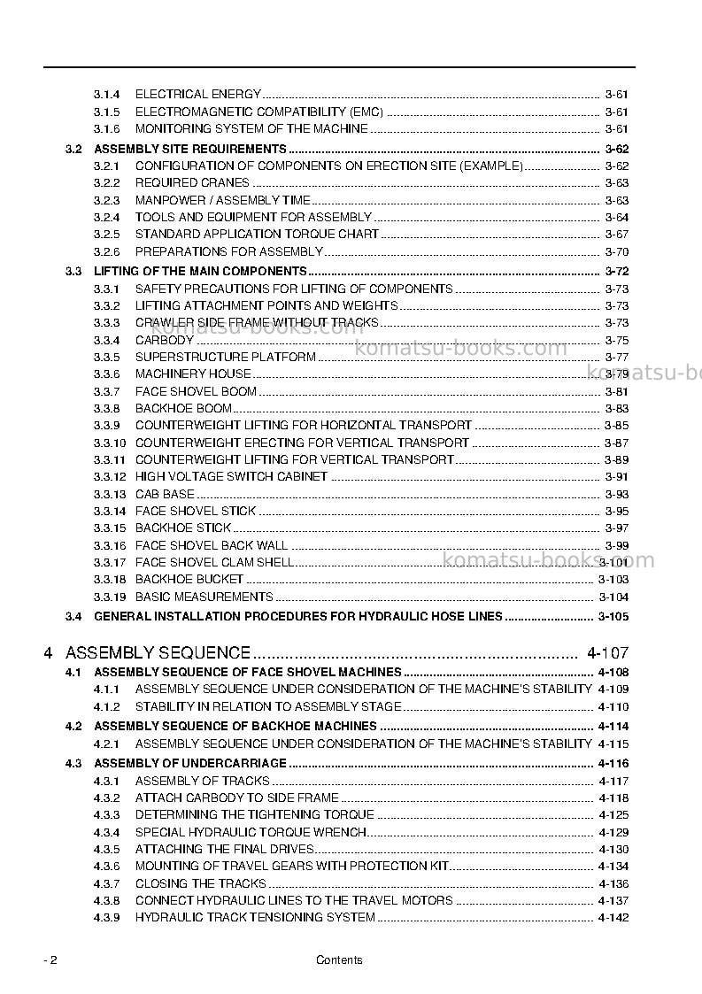 Komatsu pc5500e-6deu Field assembly manual cover Page 4 Komatsu pc5500e-6deu Field assembly manual cover Page 4