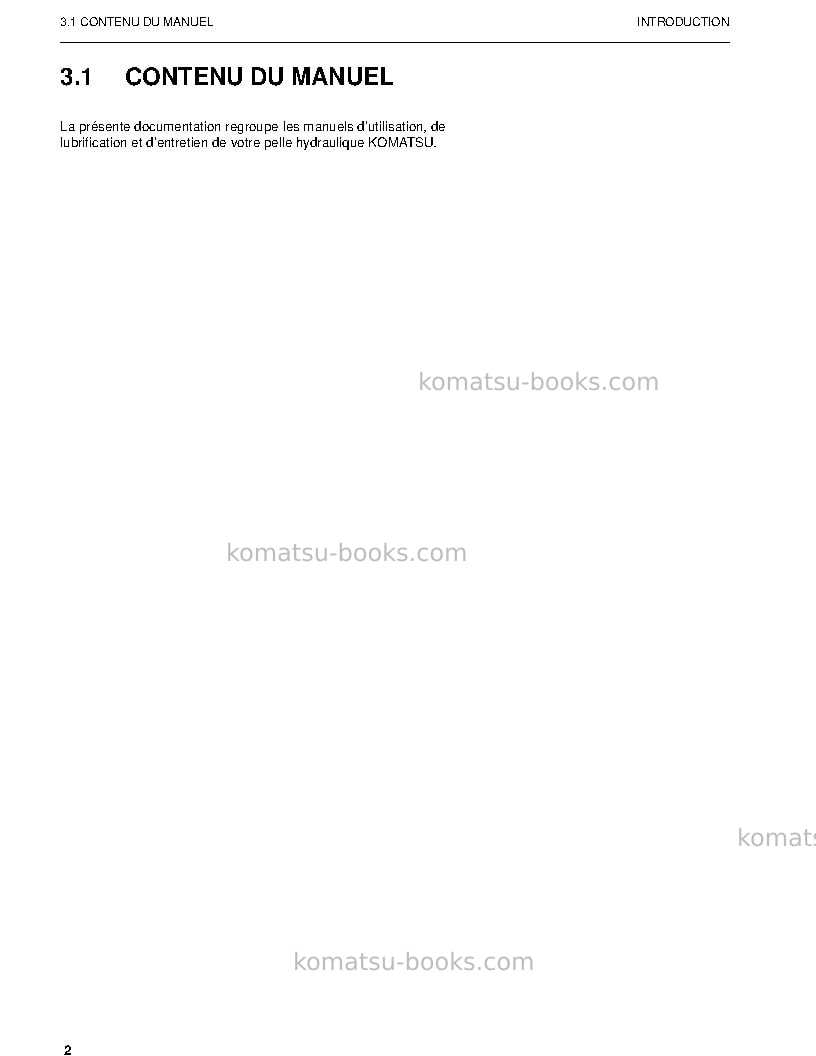 Komatsu pc3000-6deu Manuel d'utilisation couverture Page 4