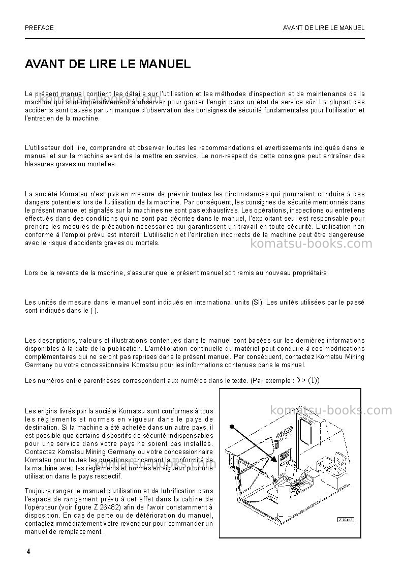 Komatsu pc3000-6deu Manuel d'utilisation couverture Page 4 Komatsu pc3000-6deu Manuel d'utilisation couverture Page 4
