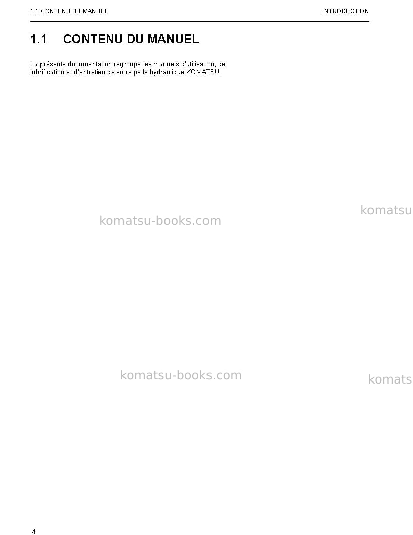 Komatsu pc3000-6deu Manuel d'utilisation couverture Page 4