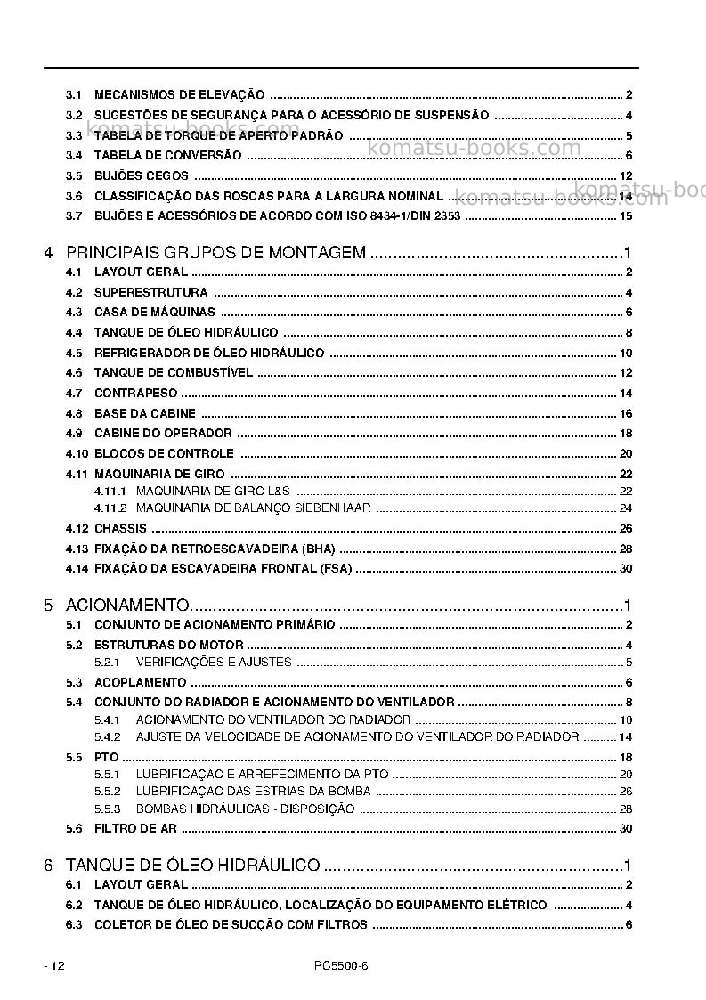 Komatsu pc5500-6deu-diesel Reparo e manutenção capa Página 4