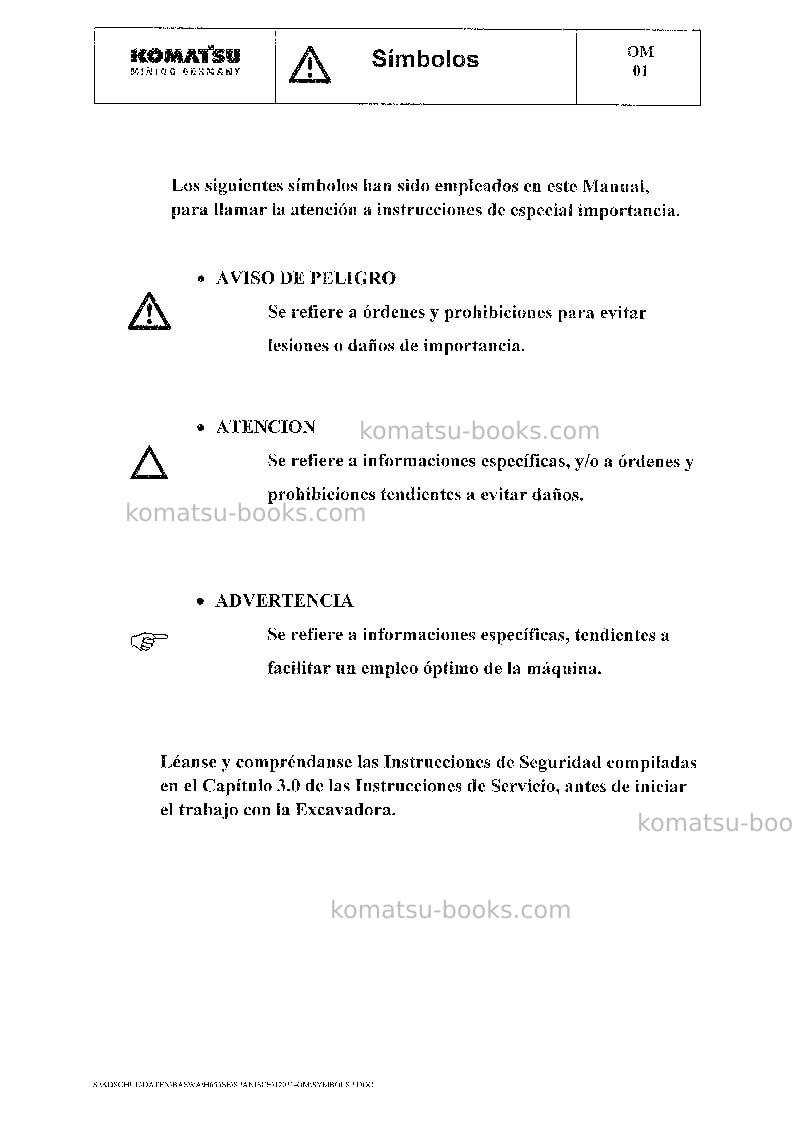 Komatsu pc8000-6deu-mian drive motor Manual de operación cover Page 4 Komatsu pc8000-6deu-mian drive motor Manual de operación cover Page 4