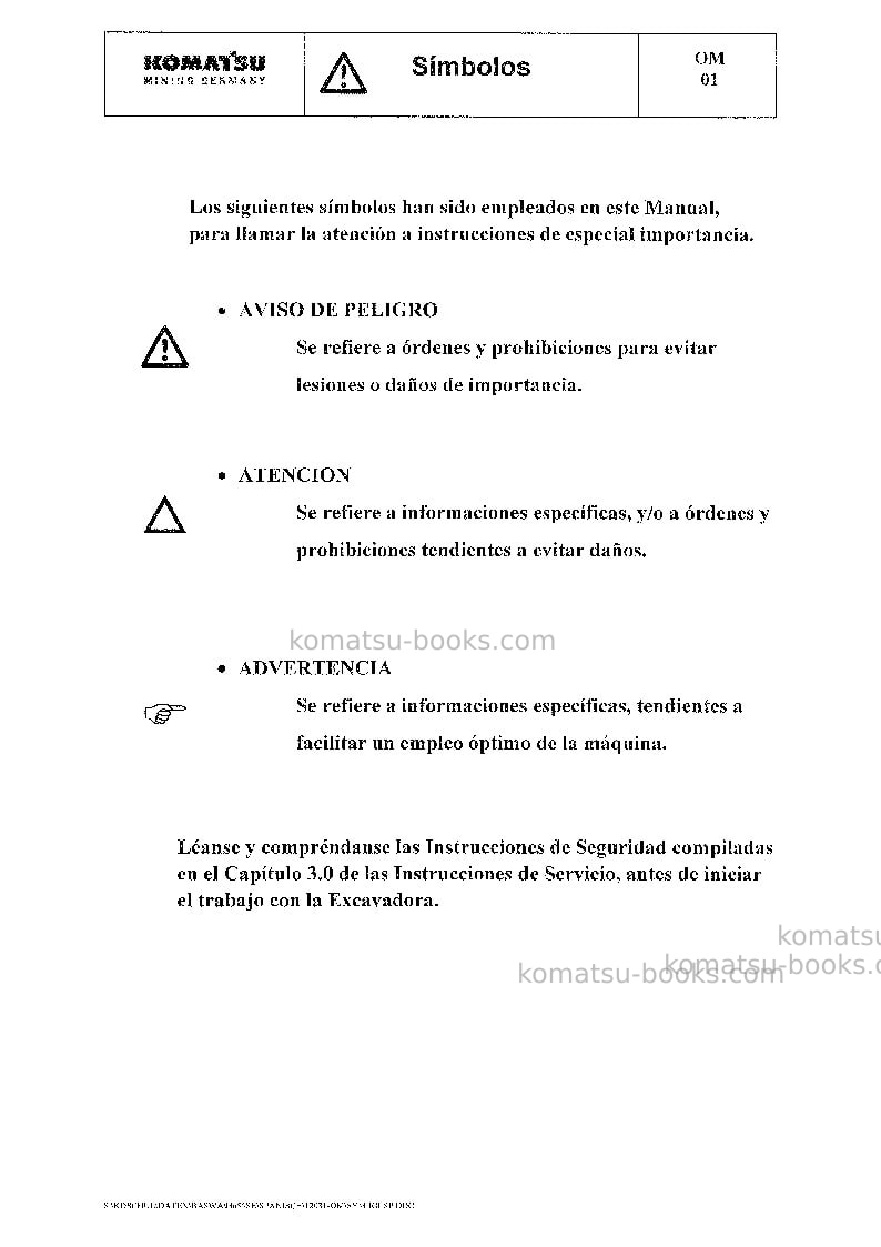 Komatsu pc8000-6deu-mian drive motor Manual de operación cover Page 4