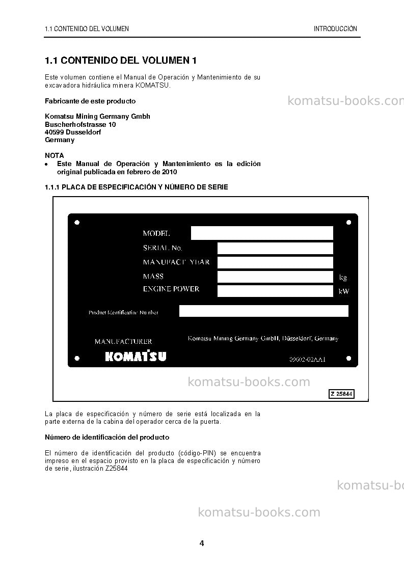 Komatsu pc8000-6deu Manual de operación cover Page 4 Komatsu pc8000-6deu Manual de operación cover Page 4