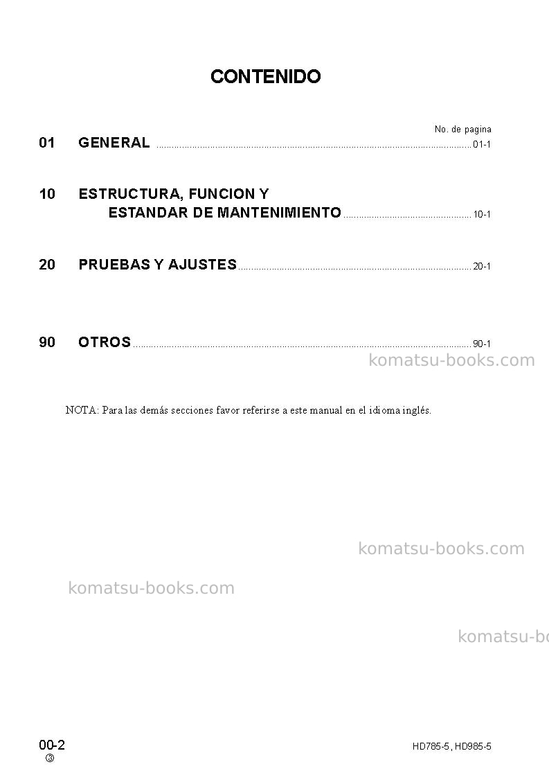 Komatsu hd785-5jpn Reparación y mantenimiento cover Page 4