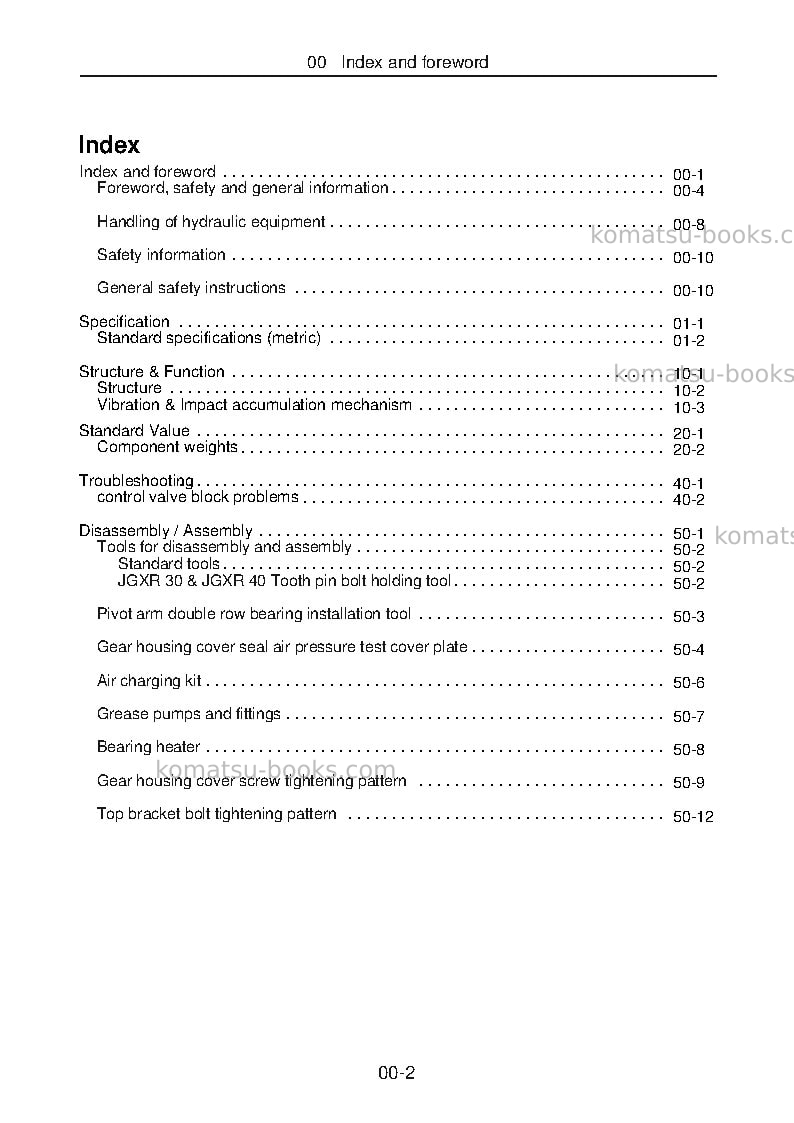 Komatsu jgx50-1jpn-xcentric ripper Operation manual cover Page 4 Komatsu jgx50-1jpn-xcentric ripper Operation manual cover Page 4