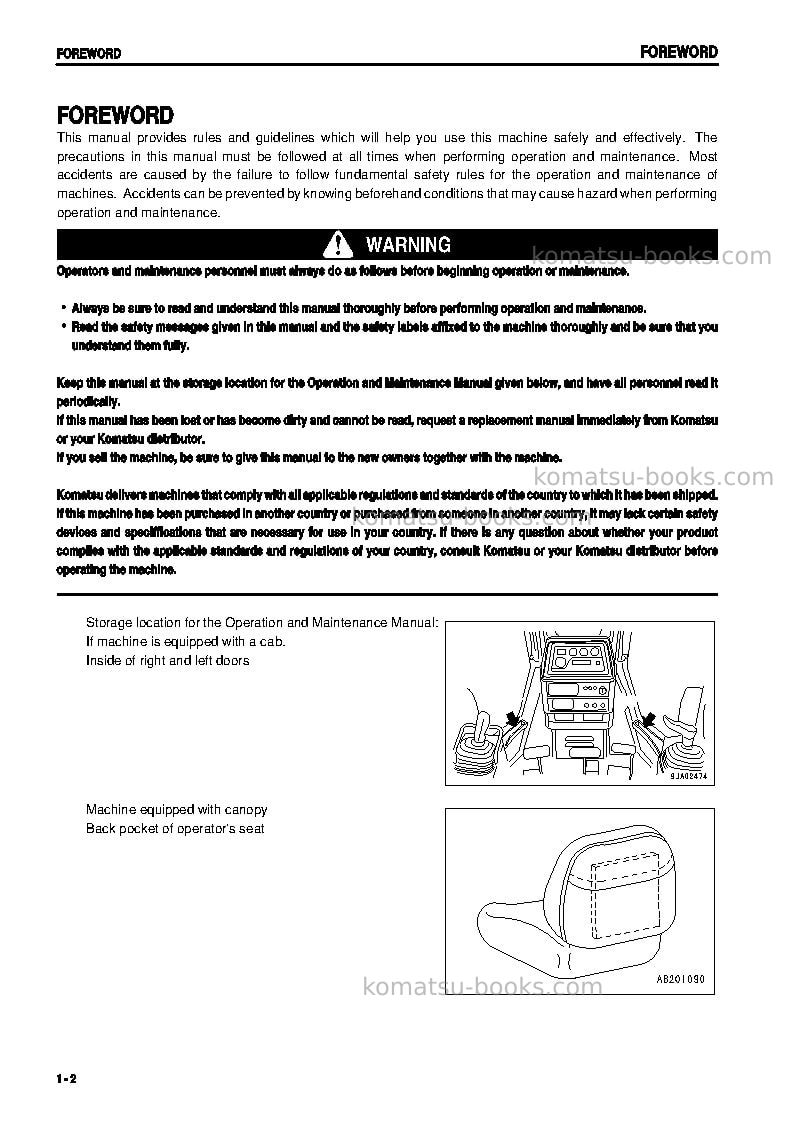 Komatsu d41e-6bra Operation manual cover Page 4 Komatsu d41e-6bra Operation manual cover Page 4