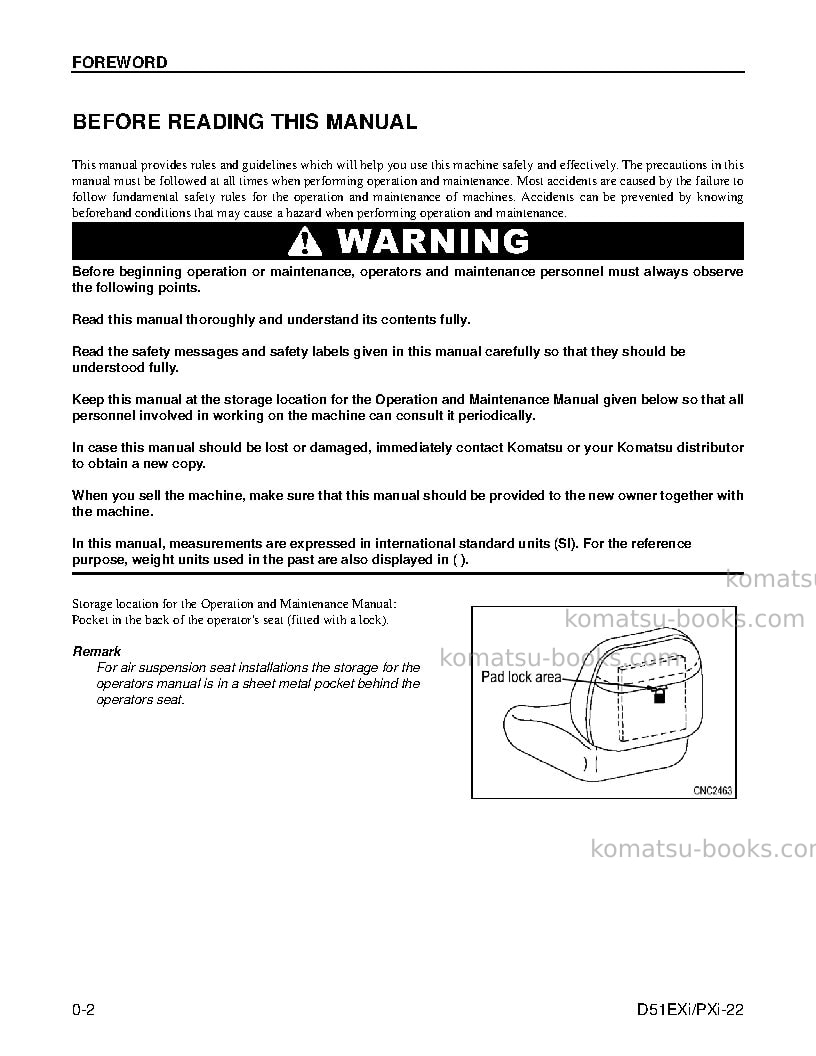 Komatsu d51pxi-22bra Operation manual cover Page 4 Komatsu d51pxi-22bra Operation manual cover Page 4