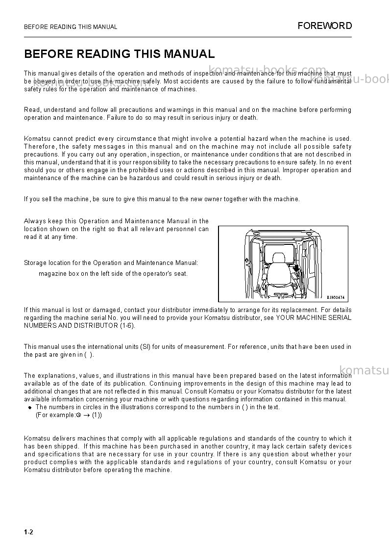 Komatsu pc240lc-8bra Operation manual cover Page 4 Komatsu pc240lc-8bra Operation manual cover Page 4