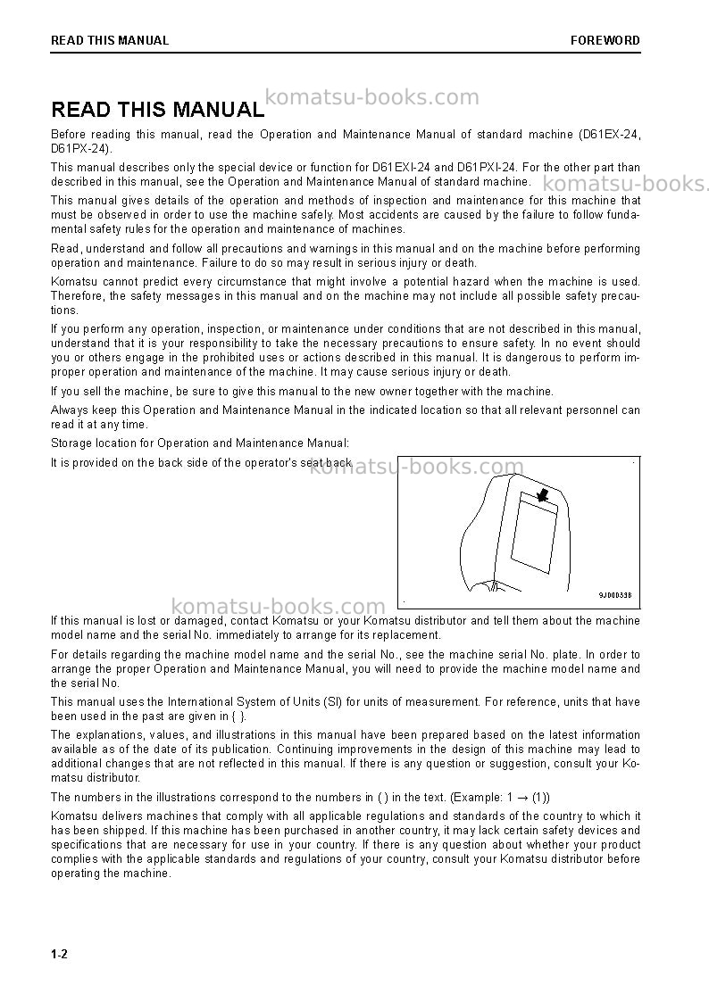 Komatsu d61pxi-24bra Operation manual cover Page 4 Komatsu d61pxi-24bra Operation manual cover Page 4