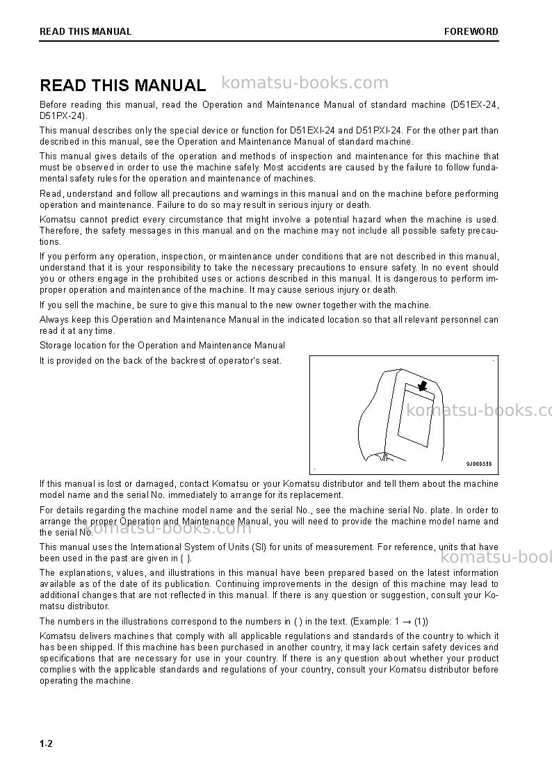 Komatsu d51pxi-24bra Operation manual cover Page 4 Komatsu d51pxi-24bra Operation manual cover Page 4